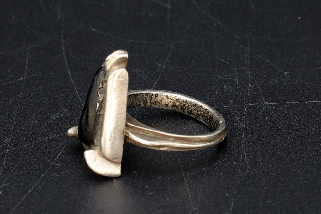 Antique 1940s High Grade Silver Moroccan Berber Ring Size 5 1/2, Ethnic Folk Jewelry, Tribal Imazighen North African Amulet Talisman