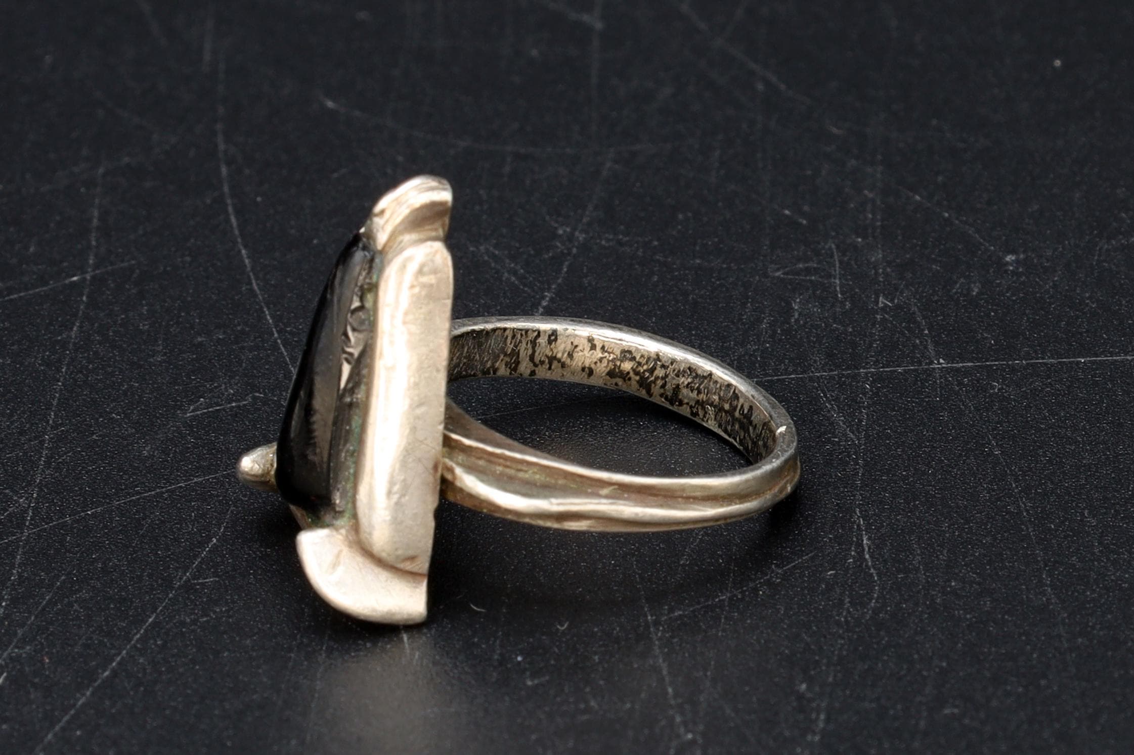 Antique 1940s High Grade Silver Moroccan Berber Ring Size 5 1/2, Ethnic Folk Jewelry, Tribal Imazighen North African Amulet Talisman