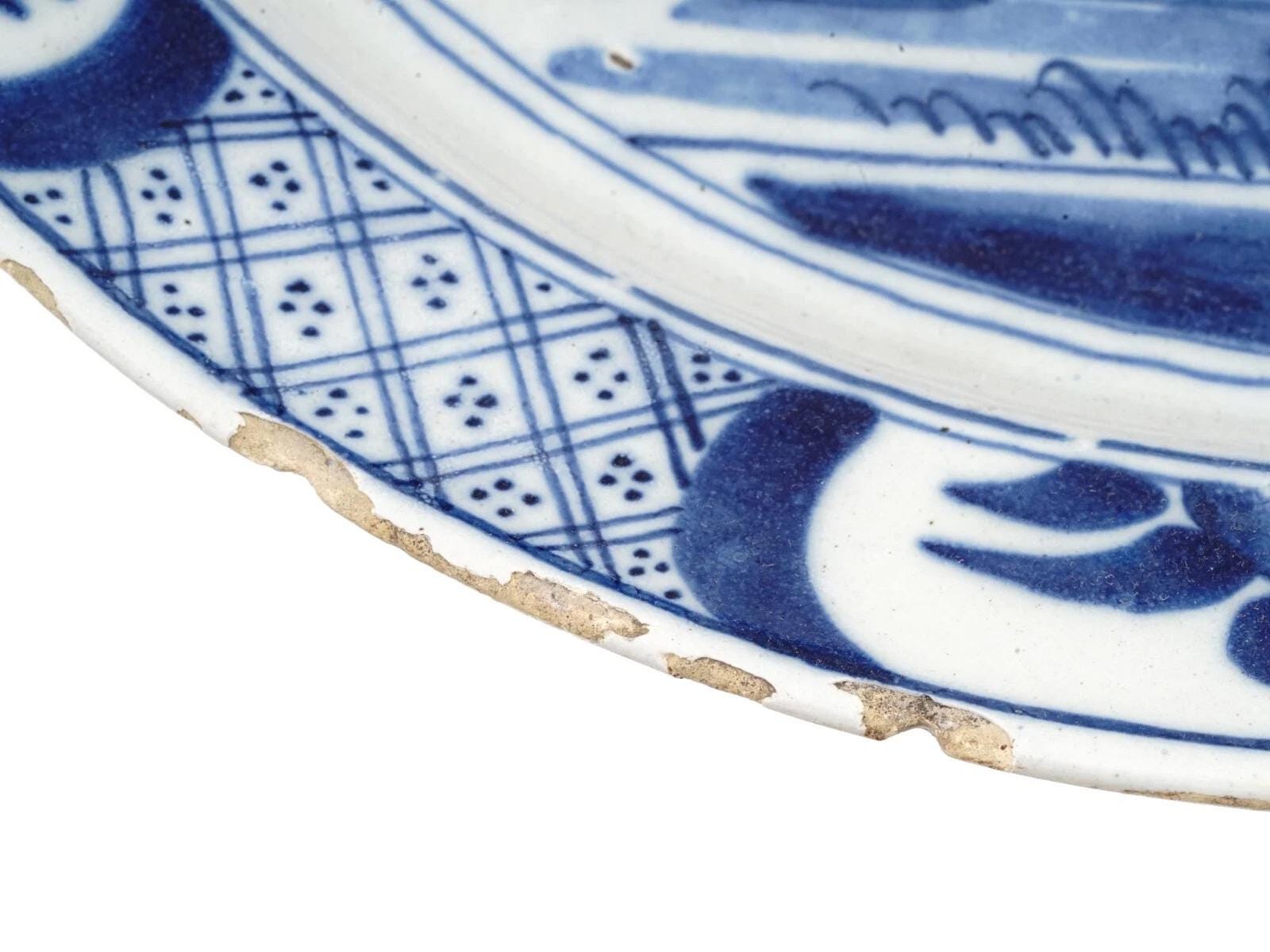 Antique 18th Century Blue And White Charger Plate, A Rare English Delf Or Probably Dutch Pottery Circa 1730s Antiques And Collectibles