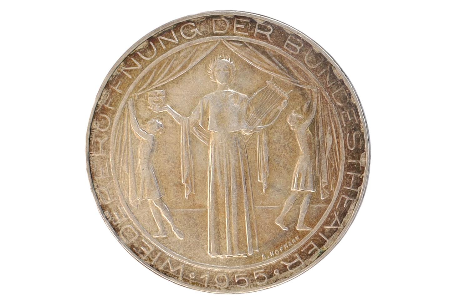 Austria 25 Schilling Silver Coin Of 1955, Reopening Of The National Theater In Vienna, Republik Osterreich Non Circulating Coins Tokens