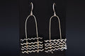 Modernist Abstract Dangle Earrings With A Ocean Waves Design, Corrugated 925 Sterling Silver Handmade Artisan Jewelry