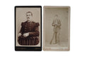 Antique 19th Century French Military Carte de Visite Photographs, Pair Of 1890s Cabinet Portraits Of Young Male Soldiers, Victorian Era