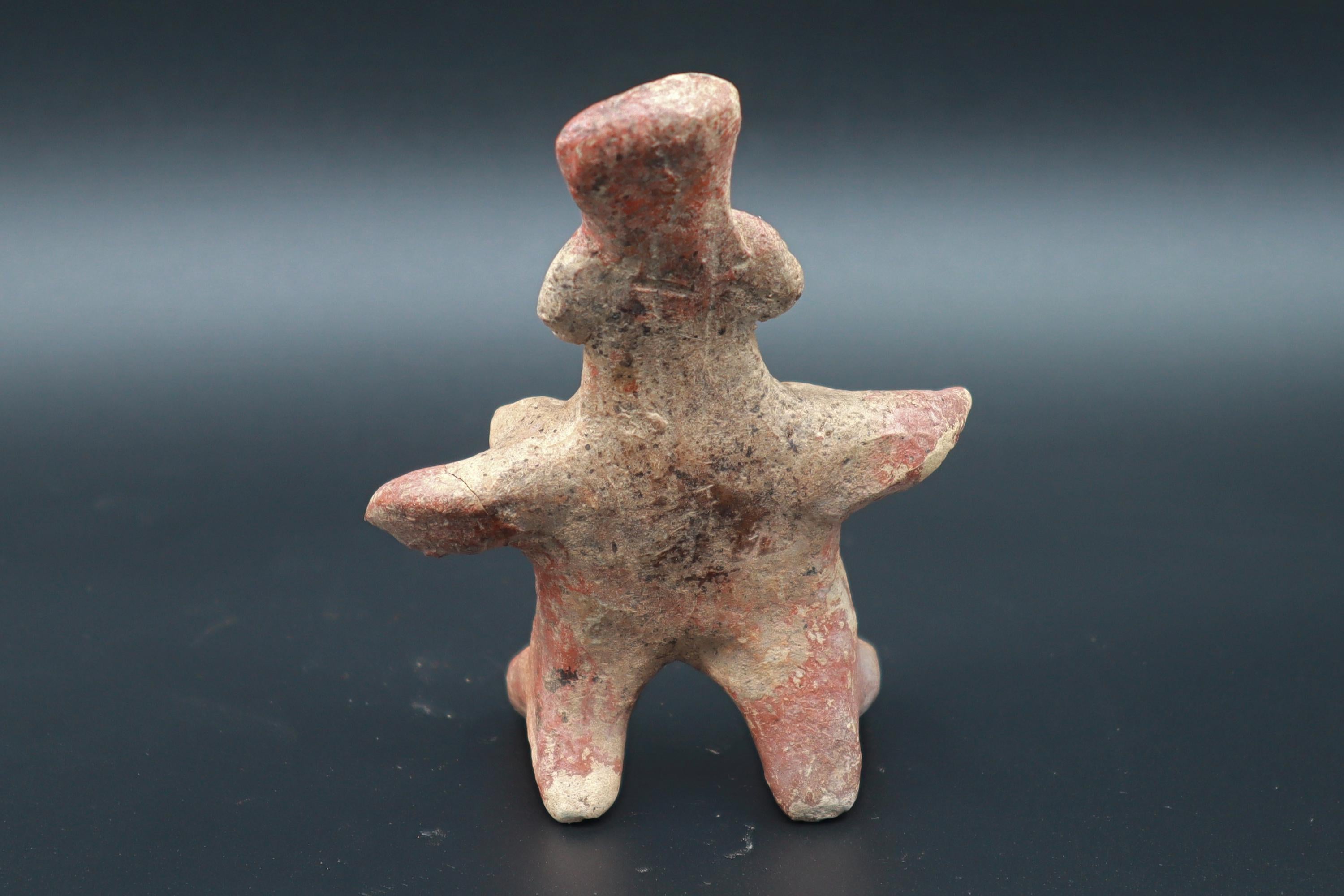 Ancient Pre Columbian Nayarit Pottery Chief, Zoomorphic Female Figure, Chinesco Type 300 BCE to 300 AD, West Mexico, Mesoamerican Burial Art