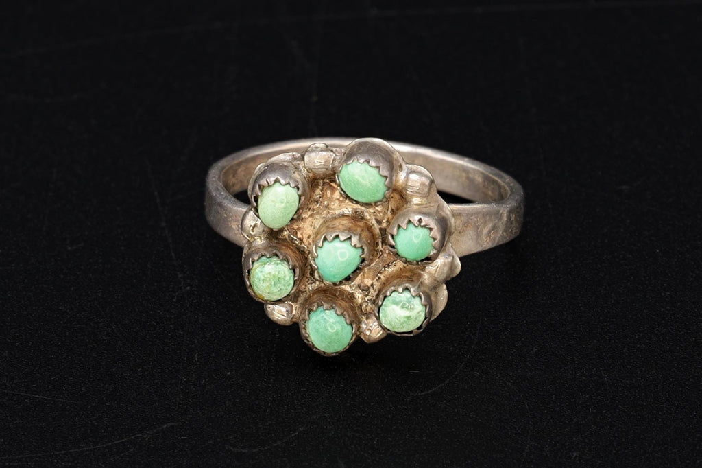 Turquoise Ring Size 7 USA Charts, Snake Eyes Multi Stone, Southwestern Americana Fashion Accessories, Navajo Zuni Style Jewelry