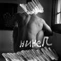 Short letter Lenin, Black and White Photo, Lubitel Medium Format, Analogue Photography, Manipulated Negative Photo, Conceptual Dadaist Photo