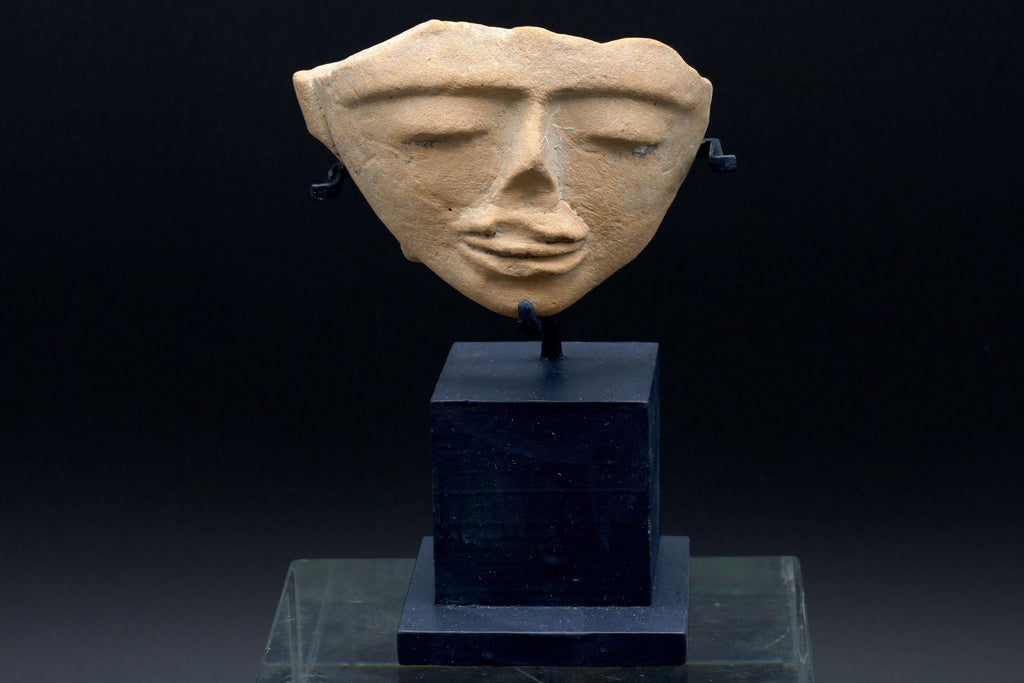 Ancient Huastec Head Figure Probably With Mask On, Circa 500AD Panuco River Style, Veracruz Pre Columbian Ceramic Idol, Prehispanic Mexico