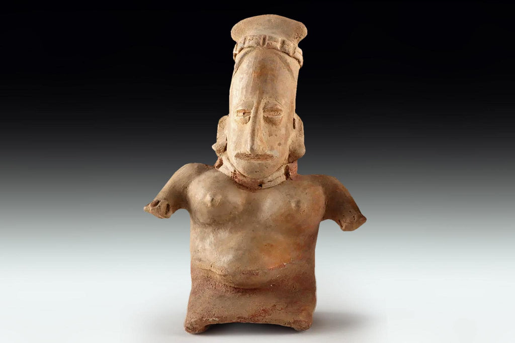 Ancient Ameca Style, Pre-Columbian Ceramic Figure Of A Pregnant Woman. West Mexico, Jalisco Shaft Tomb, Circa 300 BCE To 300 AD Antiquities