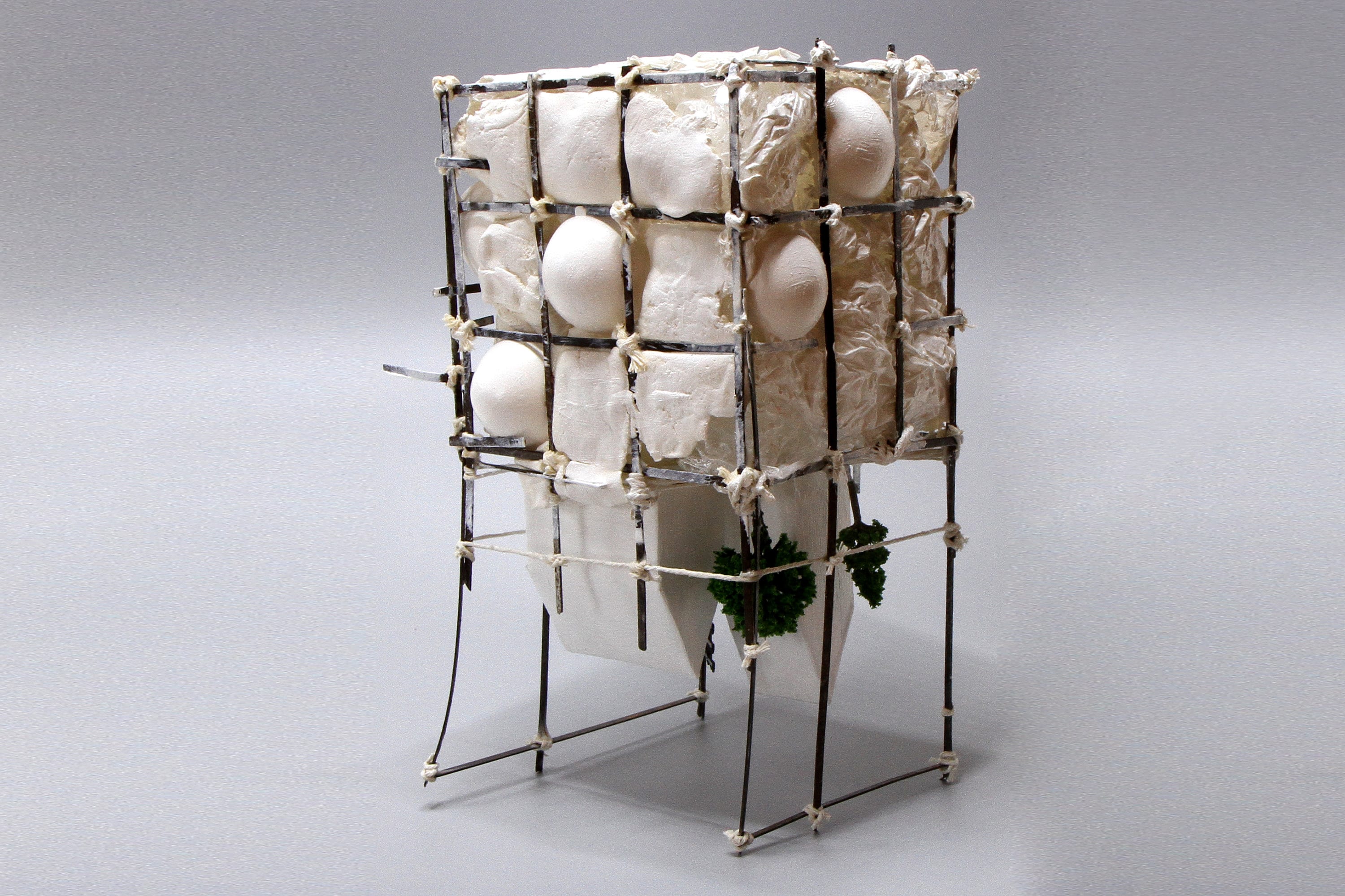 Small Landscape in the Anthropocene, Architecture Model, Ecology Propaganda, Recycled Trash Art, Figurine Sculpture, Mixed Media Assemblage