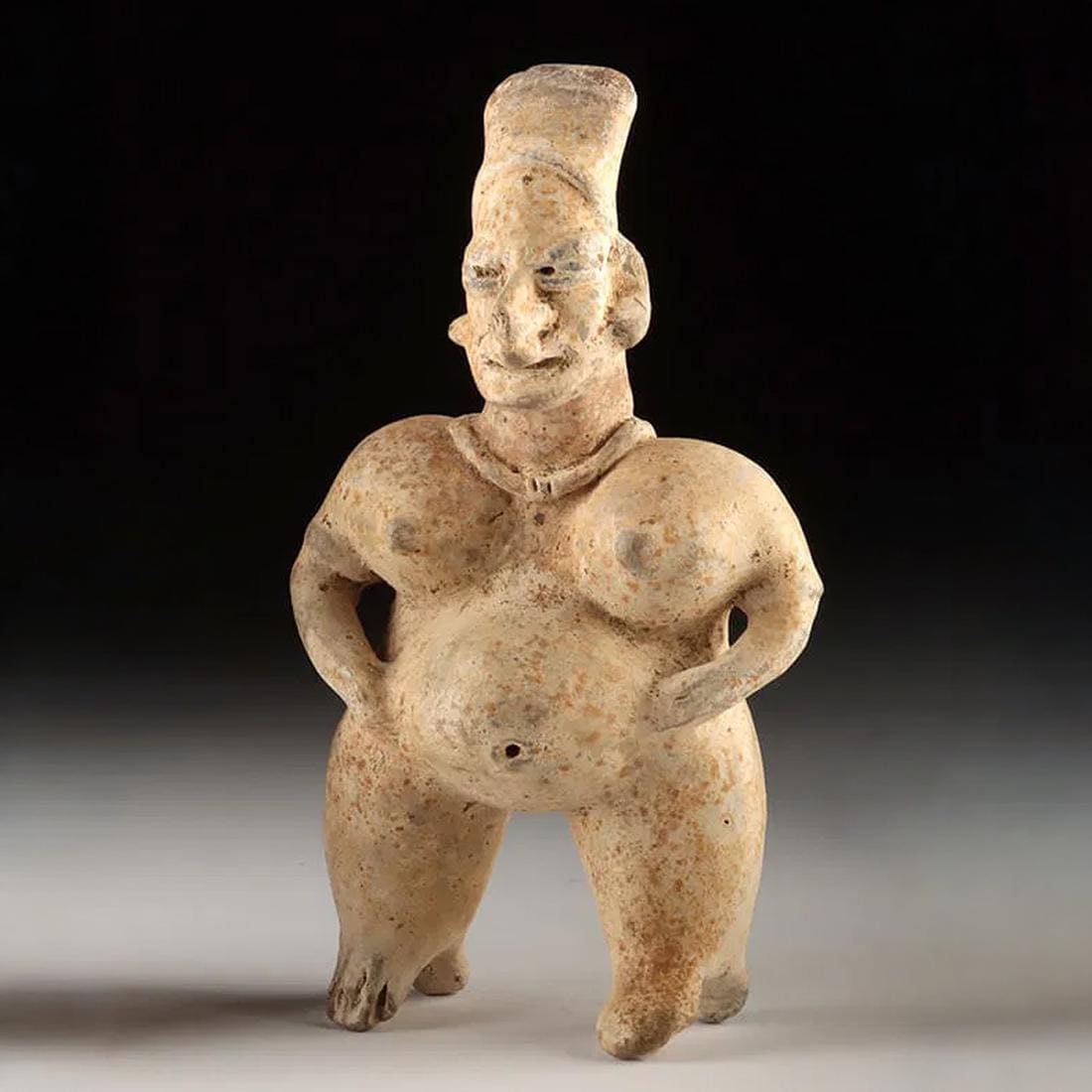 Ancient Ameca Style, Pre-Columbian Ceramic Figure Of A Pregnant Woman. West Mexico, Jalisco Shaft Tomb, Circa 300 BCE To 300 AD Antiquities