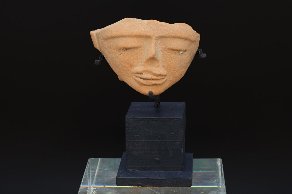 Ancient Huastec Head Figure Probably With Mask On, Circa 500AD Panuco River Style, Veracruz Pre Columbian Ceramic Idol, Prehispanic Mexico