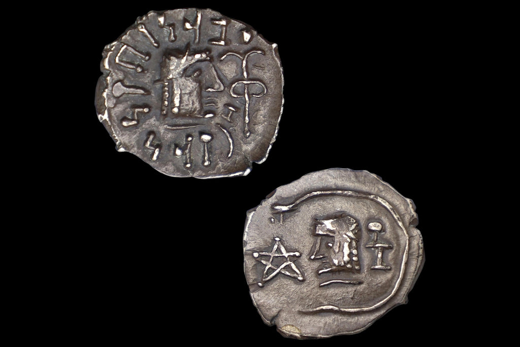 Ancient 1st Century AD Himyarite Kingdoms, South Arabia Felix Silver Quinarius Coin, Raydan Scyphate Mint In Imitation Of Older Greek Coins