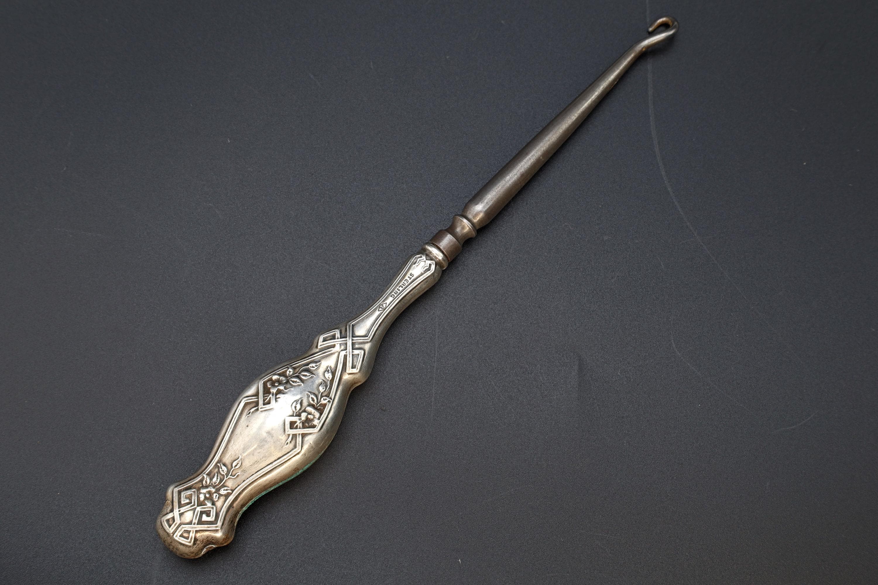 Antique 1890s Button Hook In Art Nouveau Style, American Sterling Silver, Victorian Era Dressing Tools, Fashion Accessories And Collectibles
