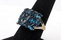 Statement Ring Size 8 USA Charts, Blue Glass Stone Cluster On A 925 Silver Band With Hallmarks, Used With Some Wear. Sold as Is