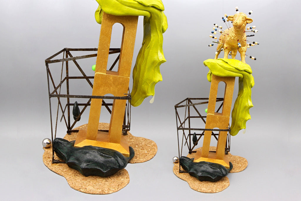 The Sacrifice Of The Innocents, Triumphant Paschal Lamb, Small Tabletop Sculpture, Sacred Religious Fantasy Art, Architectural Project Model