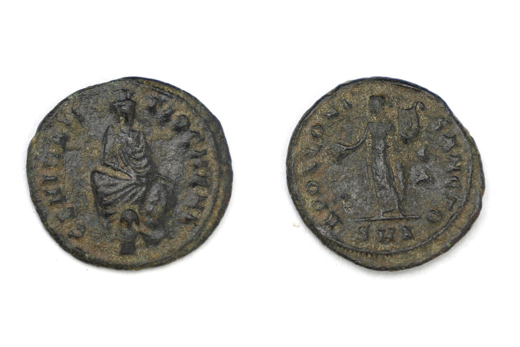 Ancient Roman Bronze Coin, Emperor Maximinus II Daia, Apolloni Sancto, Antioch Mint 4th Century AD, Numismatics And Historical Collectibles