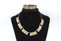 Vintage 1950s Jewelry Set, Inca Quechua 900 Silver And 18 karat Yellow Gold With Hallmarks, Necklace And Bracelet, Art Deco Fashion