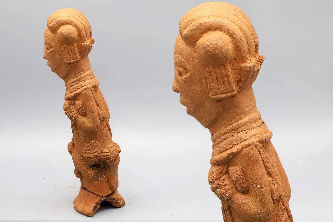 Ancient Africa NOK Terracotta Male Tribal Chief Figure Ca 200 BC To 200 AD, Ethnographic Arts, West Africa Antiquities Sculpture And Art