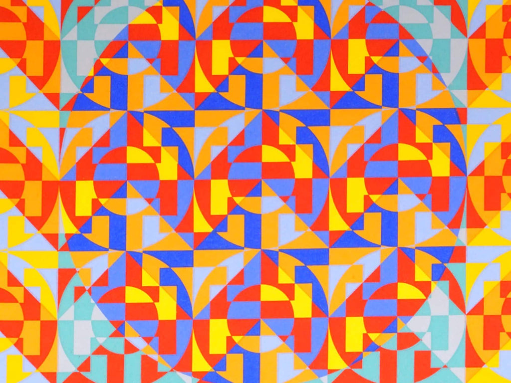 Toshinobu Onosato, Limited Edition Color Serigraph On Paper Depicting A Geometrical Abstract Composition, 1972. Signed And Dated In Pencil