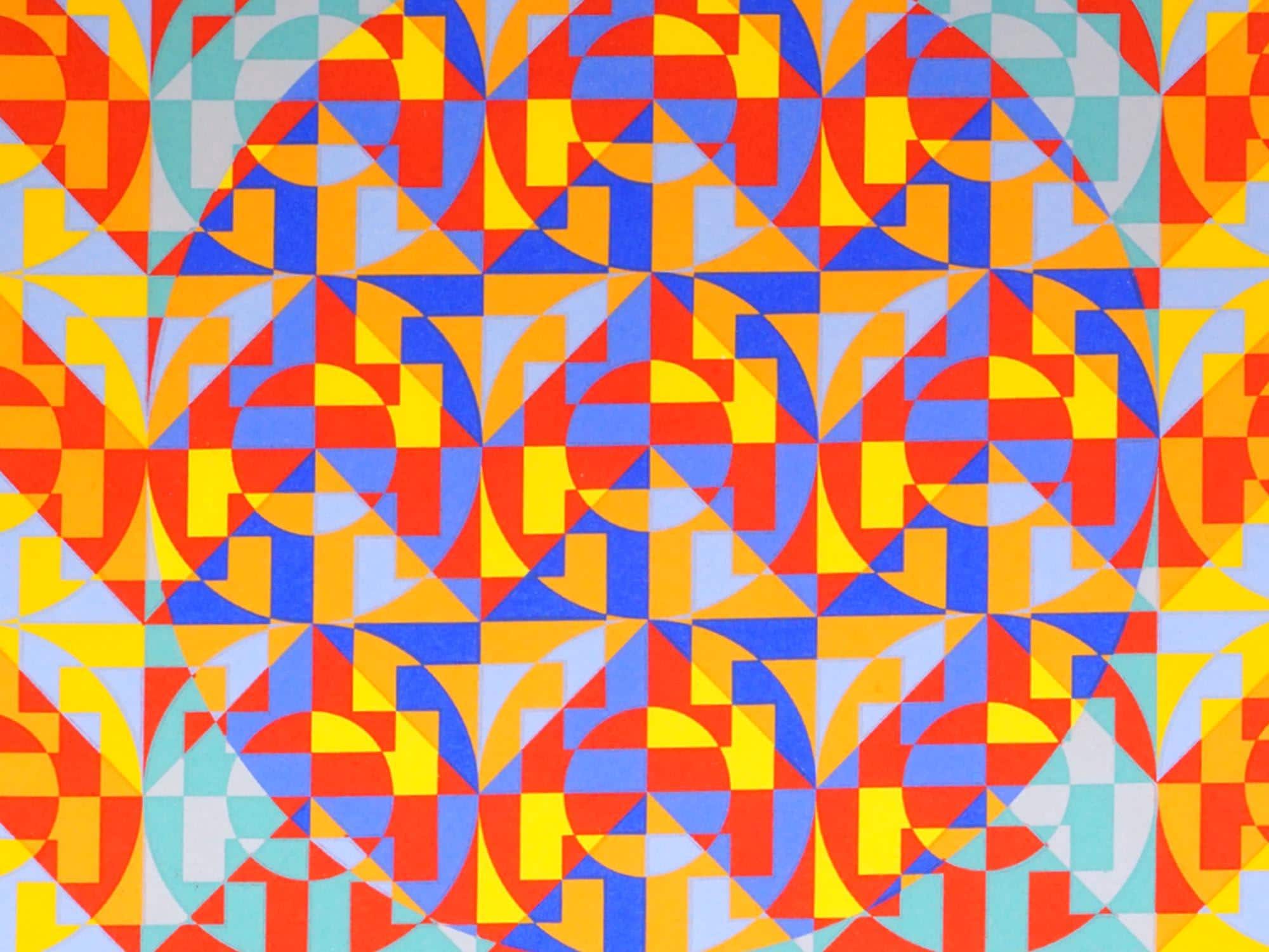 Toshinobu Onosato, Limited Edition Color Serigraph On Paper Depicting A Geometrical Abstract Composition, 1972. Signed And Dated In Pencil