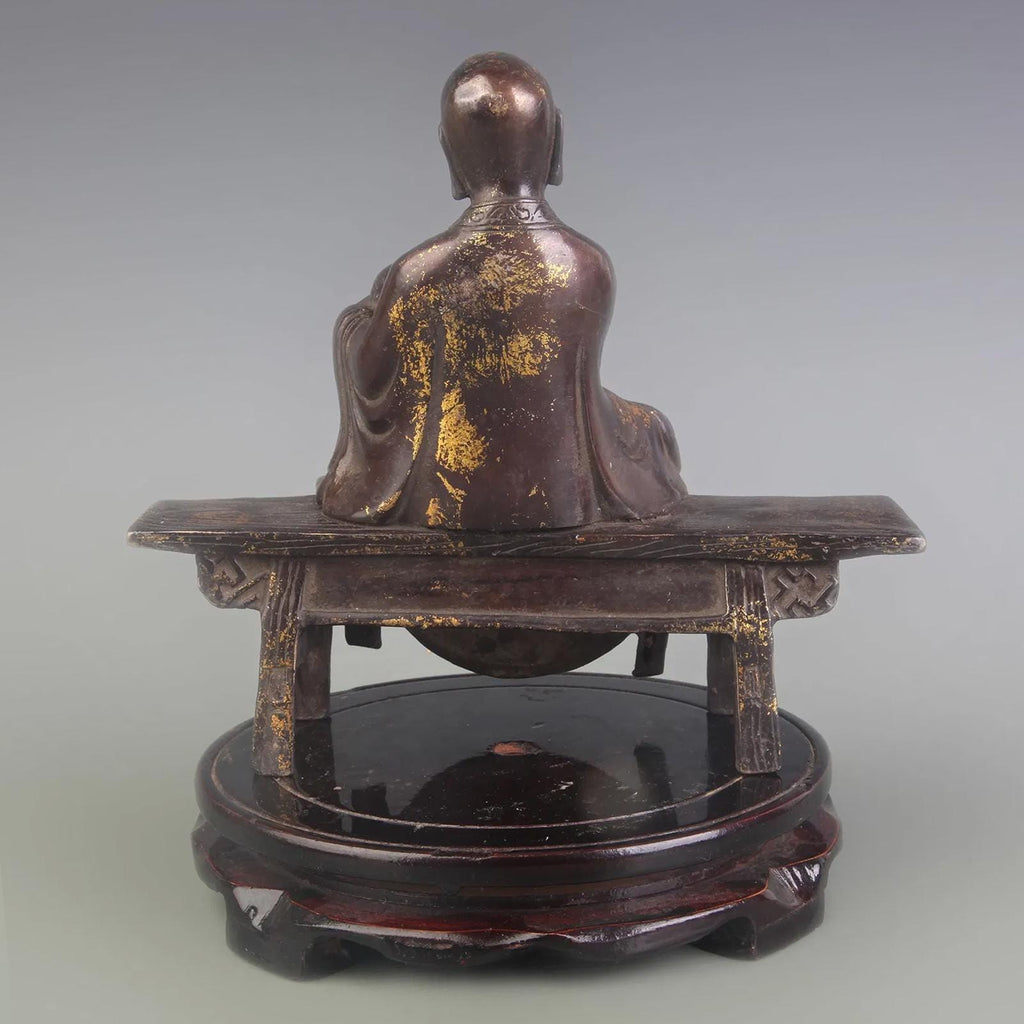 Amitabha Buddha Sitting On The Bench Enshrine, Meditating Bodhisattva, Early 20th Century Republic Period. Oriental Sculpture Art