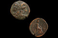 Ancient Greece 2nd Century BCE Trichalkon Of A Drachm Bronze Coin With God Zeus And Goddess Hera, Perrhaiboi or Perrhaebi, Thessaly