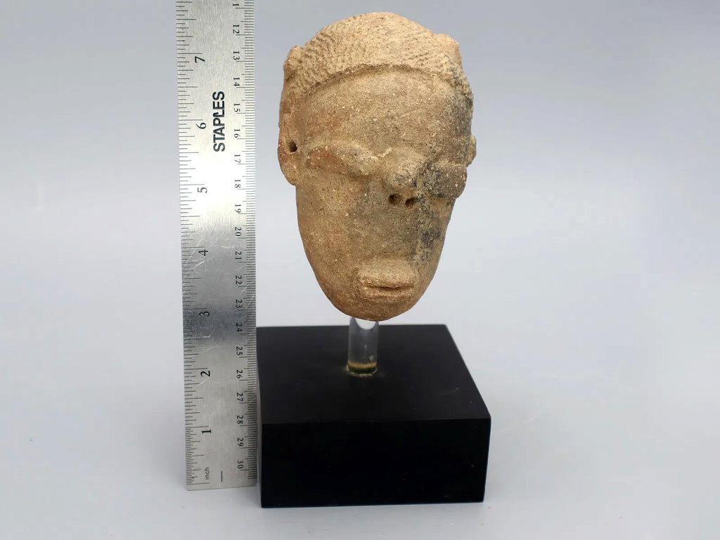 Ancient NOK Civilization Terracotta Burial Female Sculpture With Stand, A Head Figure 200 BC To 200 AD, West Africa Antiquities And Art