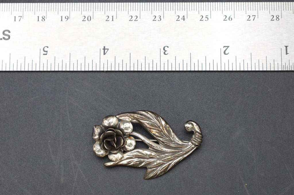 Mid Century Danecraft Jewelry, A Floral Design Brooch Pin, Sterling Silver With Hallmarks, Retro American Fashion, Primavera Designs