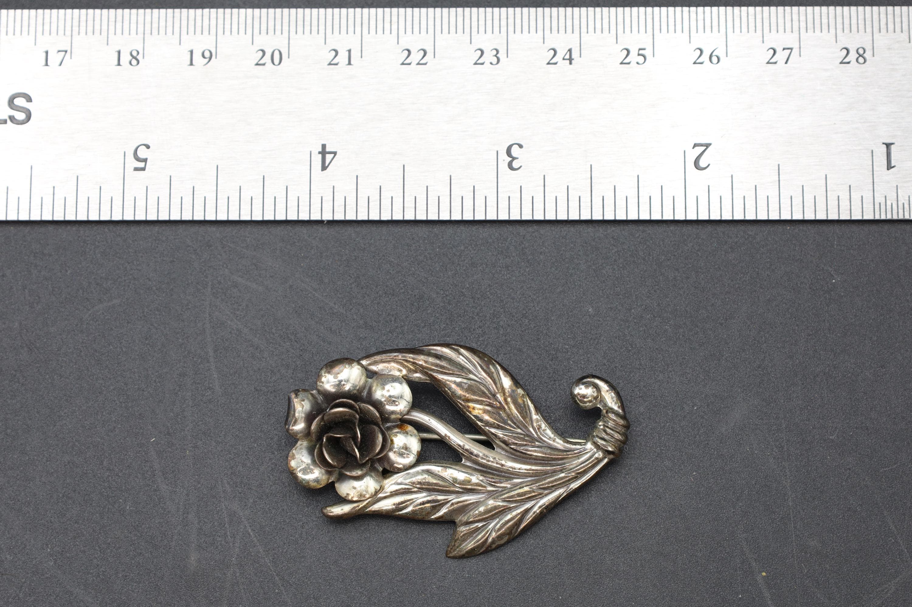 Mid Century Danecraft Jewelry, A Floral Design Brooch Pin, Sterling Silver With Hallmarks, Retro American Fashion, Primavera Designs