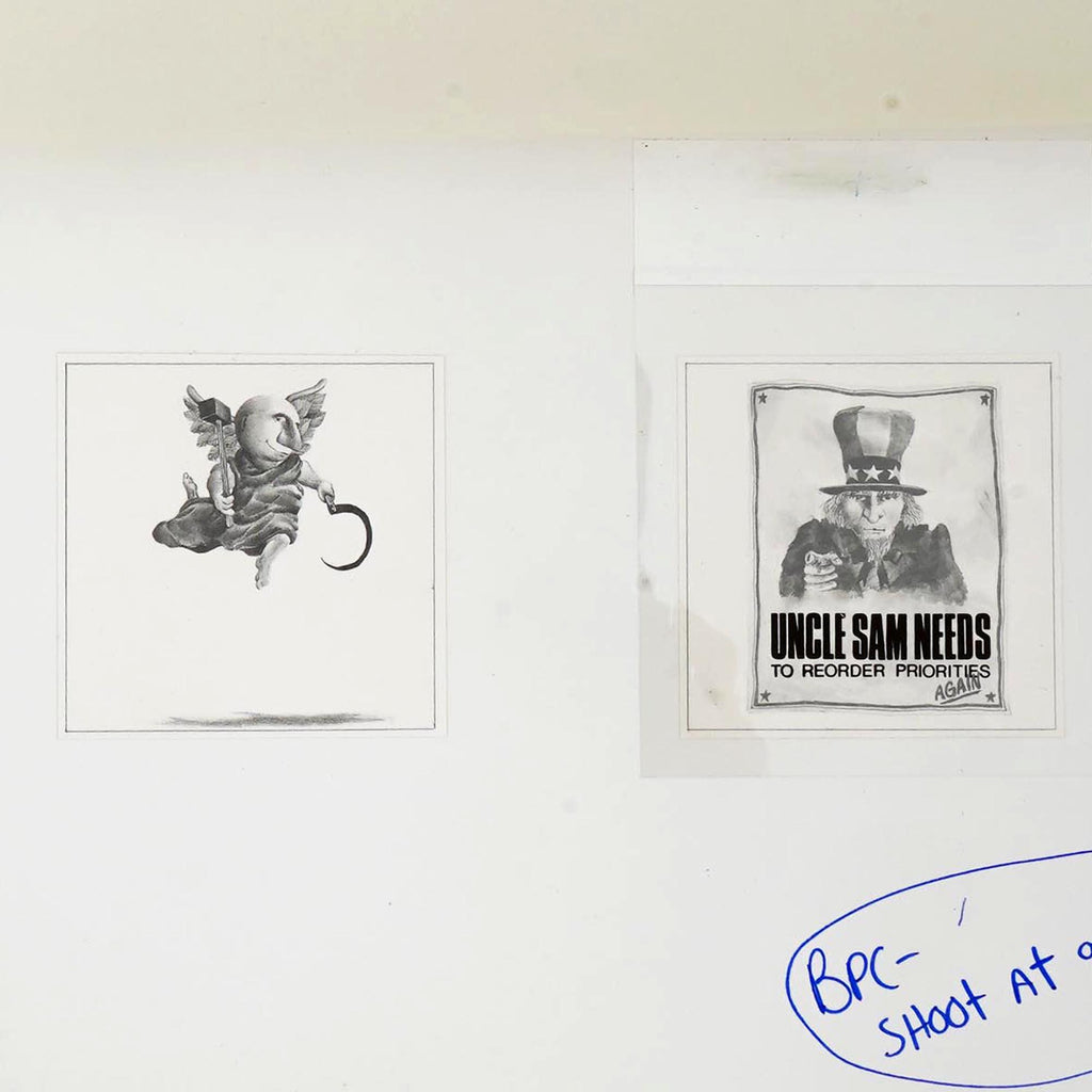 J Michael McGinn, Art Pencil Drawings 1970s, USA Political Caricature, Fortune Magazine, Sheldon Cotler for the Keeping Up, Small Vignettes