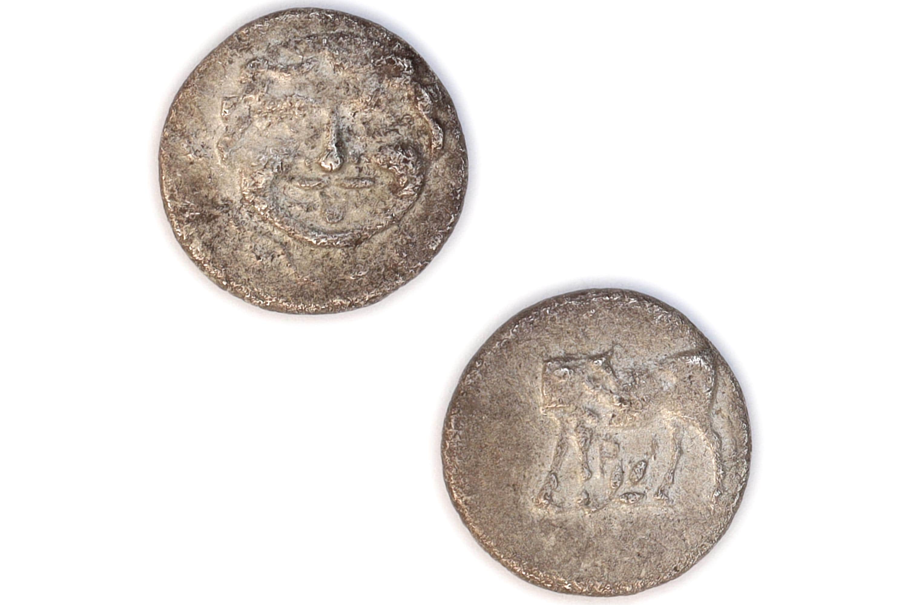 Ancient 4th Century BC Greek Parion Mysia, Hemidrachm Silver Coin, Bull Standing, Gorgoneion With Protruding Tongue, Numismatics Antiquities