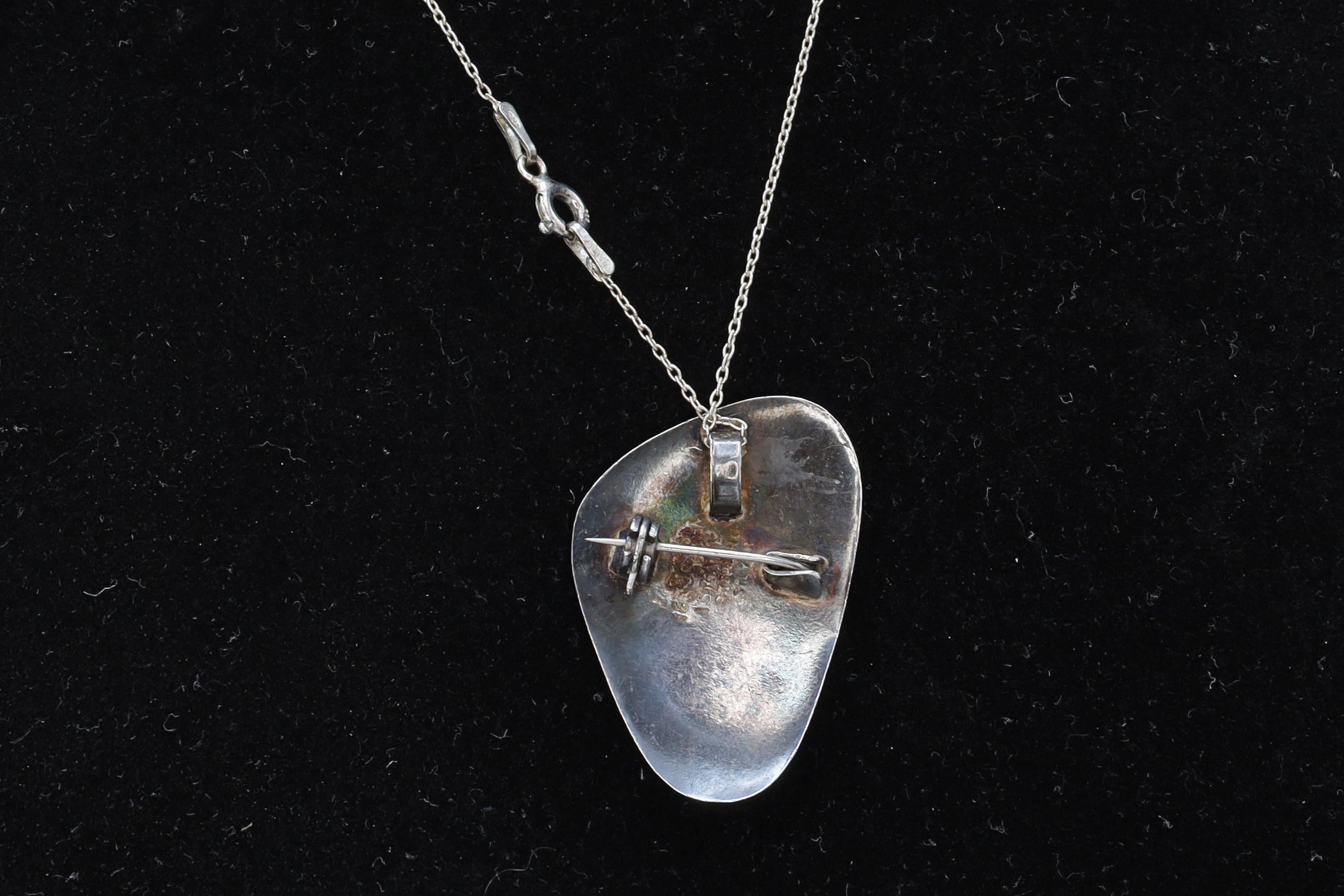 Vintage 1950s Israel Jewelry, 925 Sterling Silver Pendant Necklace, Cannetille Wirework, Middle East Judaica Fashion Accessories