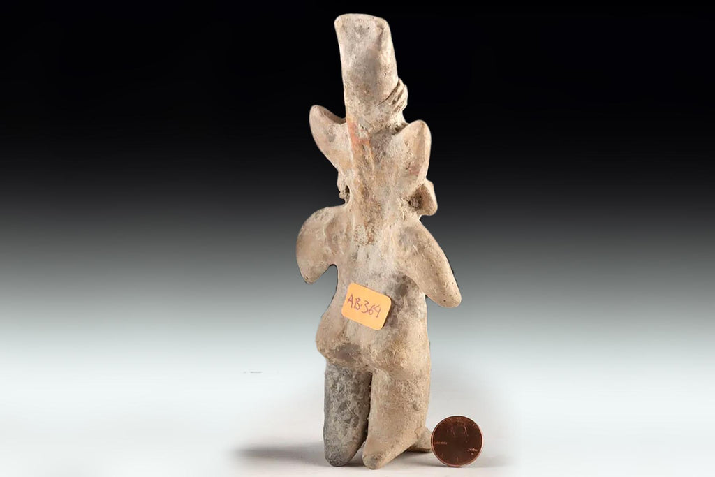 Ancient Pre Columbian Jalisco Pottery Female Standing Figure With Long Head, Dated As Between 300 BCE to 300 AD, Mexican Mesoamerica Art