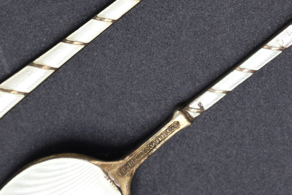 ELA Denmark Guilloche And Sterling Silver Coffee Spoons, Scandinavian Flatware, Mid Century Cutlery, Danish Flatware Tableware Decor