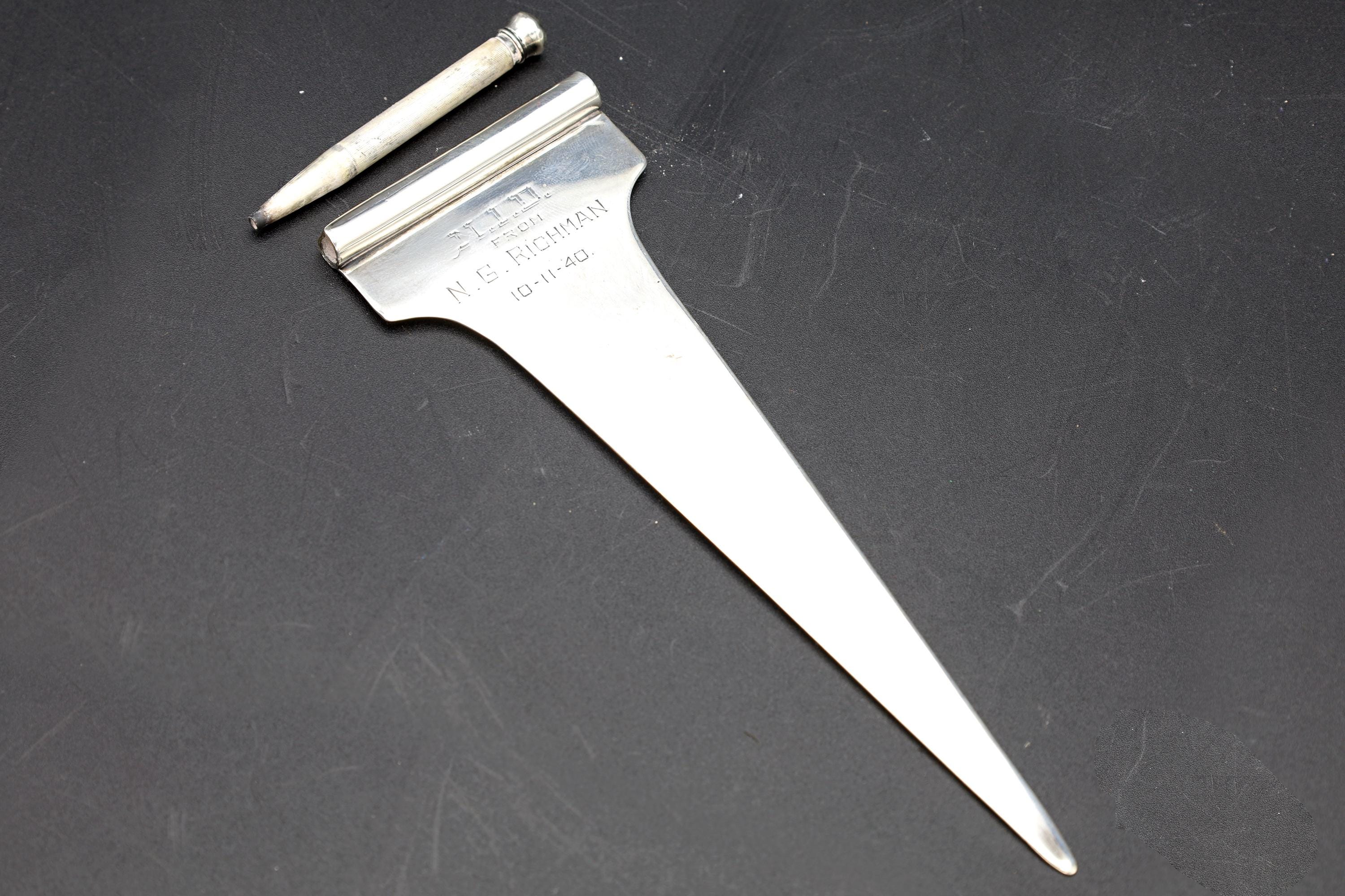 Large Sterling Silver Bookmarker, Extremely Rare Books Page Marker With Pencil Attachment, Crafted in the 1930s, American Silver Mark