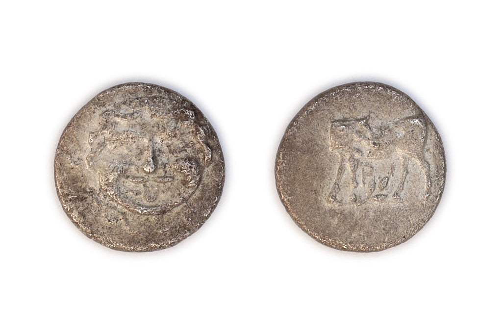 Ancient 4th Century BC Greek Parion Mysia, Hemidrachm Silver Coin, Bull Standing, Gorgoneion With Protruding Tongue, Numismatics Antiquities