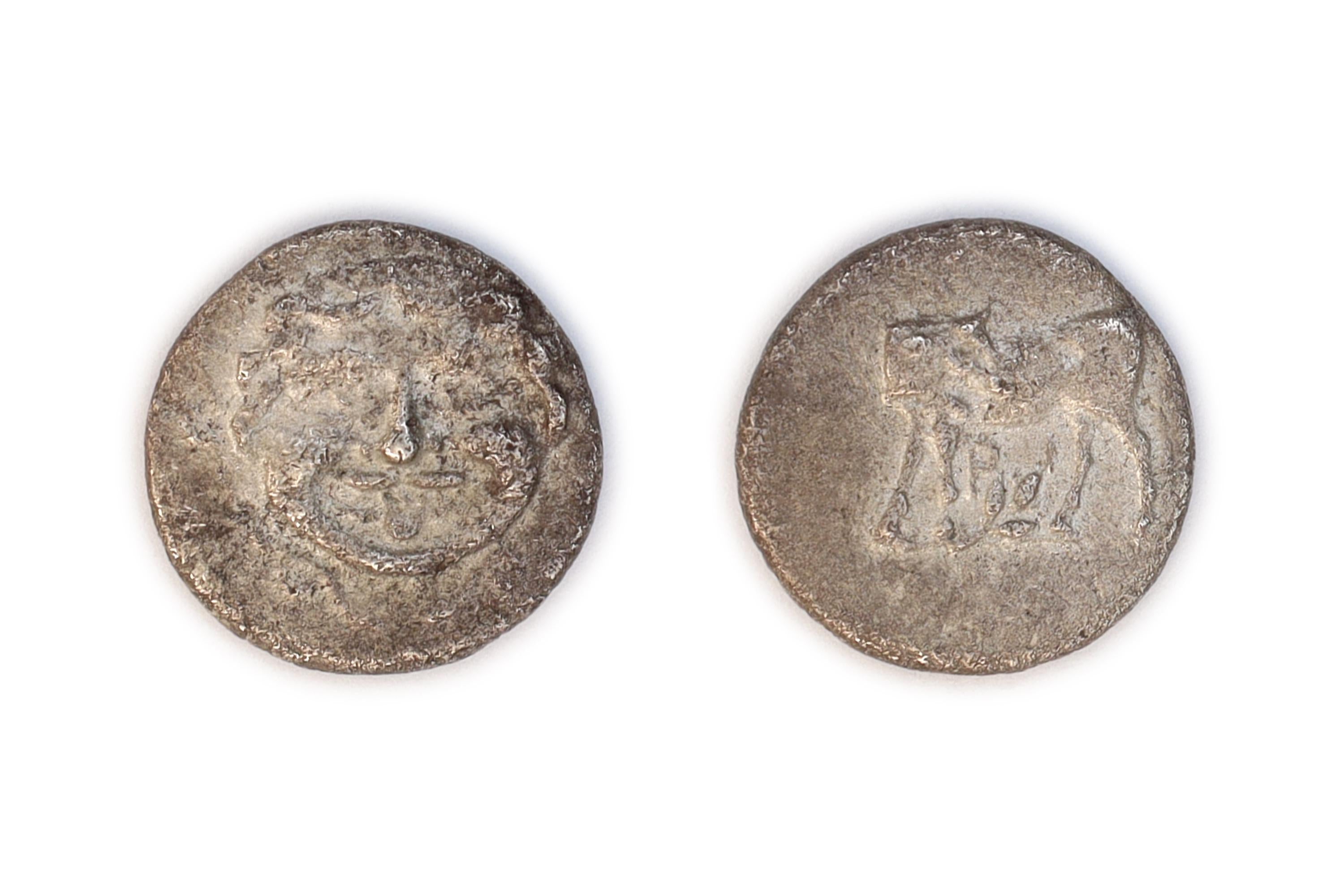 Ancient 4th Century BC Greek Parion Mysia, Hemidrachm Silver Coin, Bull Standing, Gorgoneion With Protruding Tongue, Numismatics Antiquities