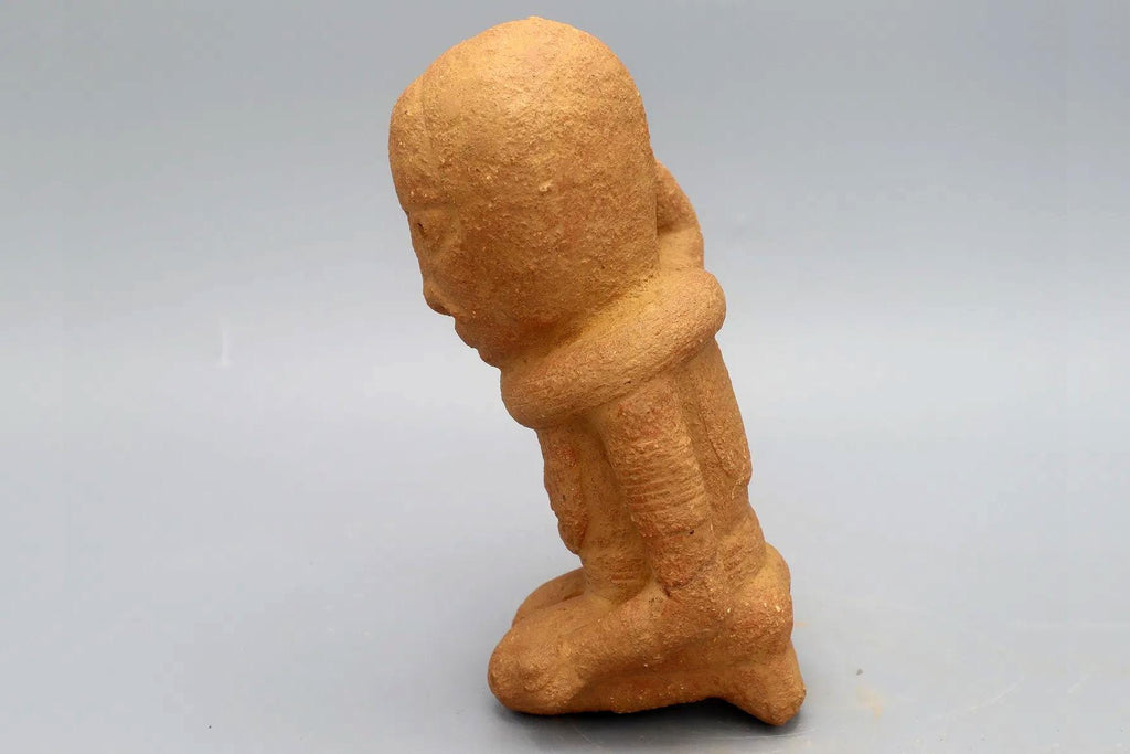 Ancient Africa NOK Civilization Terracotta Burial Kneeling Male Figure Dated As 200 BCE To 200 AD, West Africa Antiquities Sculpture And Art