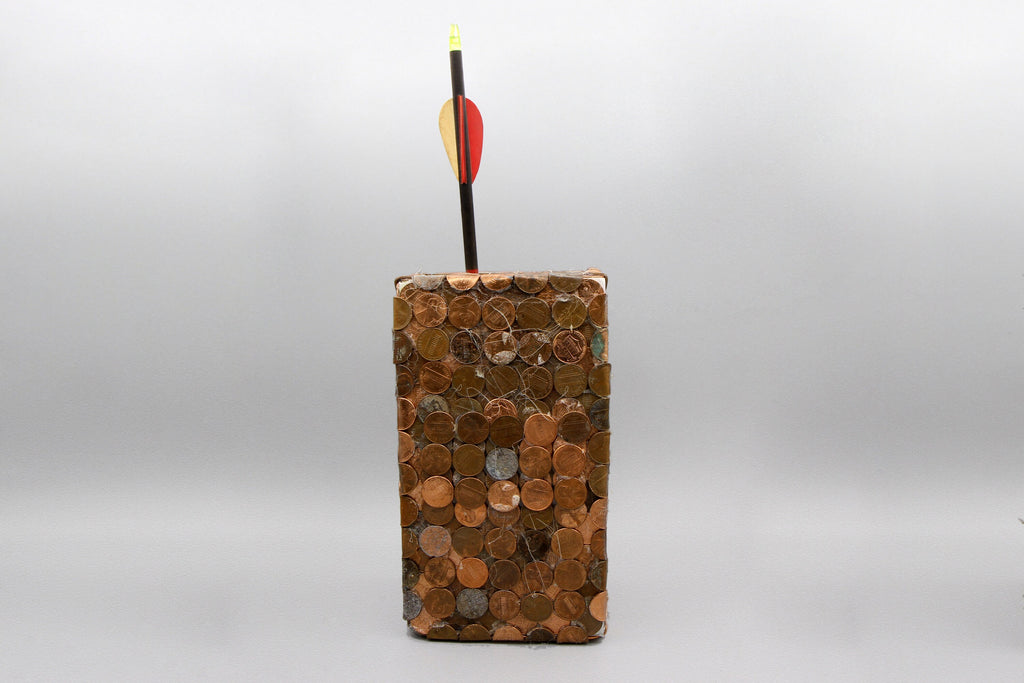 Saint Sebastian Martyr, Mixed Media Assemblage Sculpture, Rustic Surreal Diorama Box, American Penny Coins Box Diorama Theatre Art Sculpture