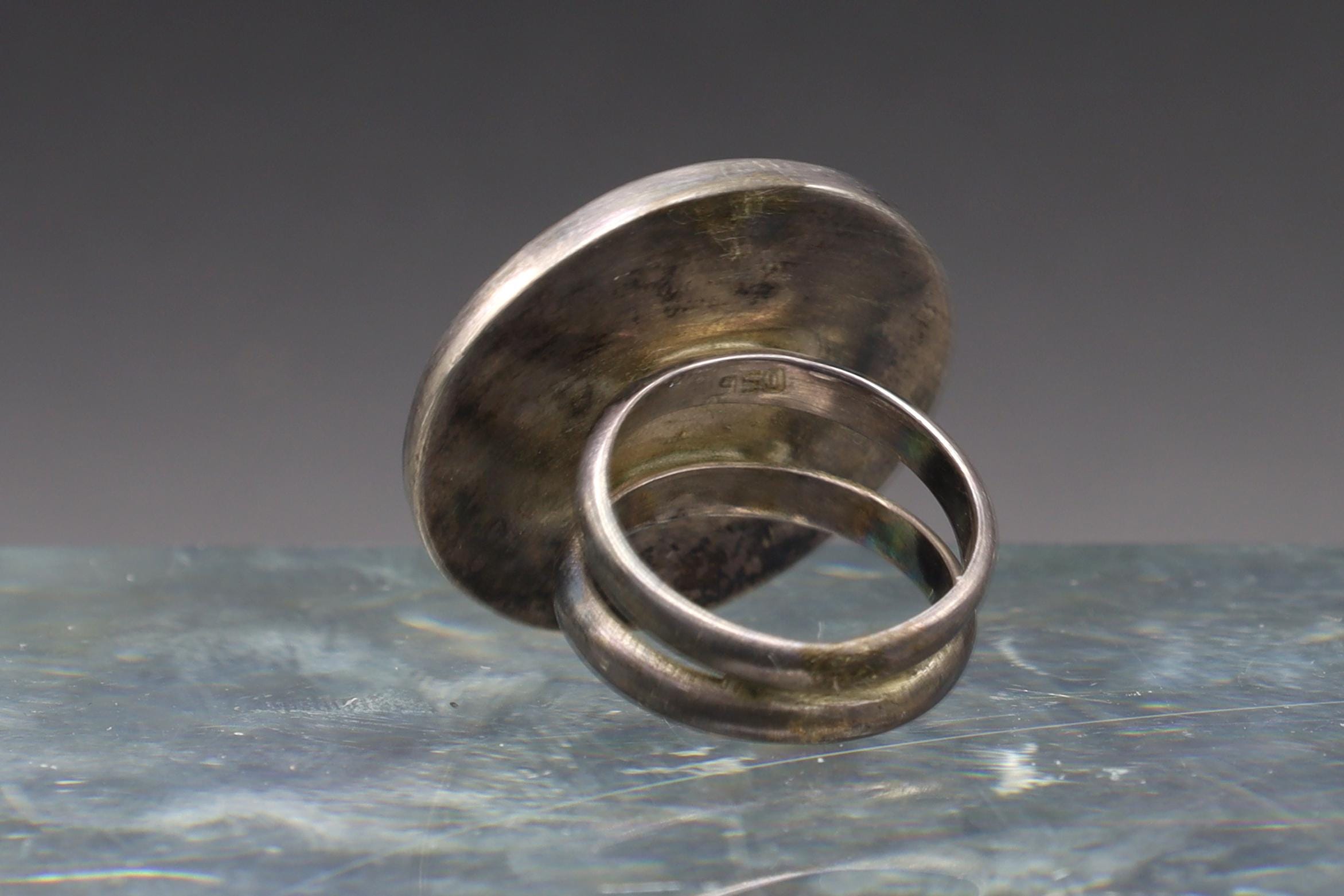 Modernist Ring Size 6 USA Charts, 950 Sterling Silver, Round Basket Texture, Bold Statement Ring, Retro Fashion Jewelry, Womens Accessories