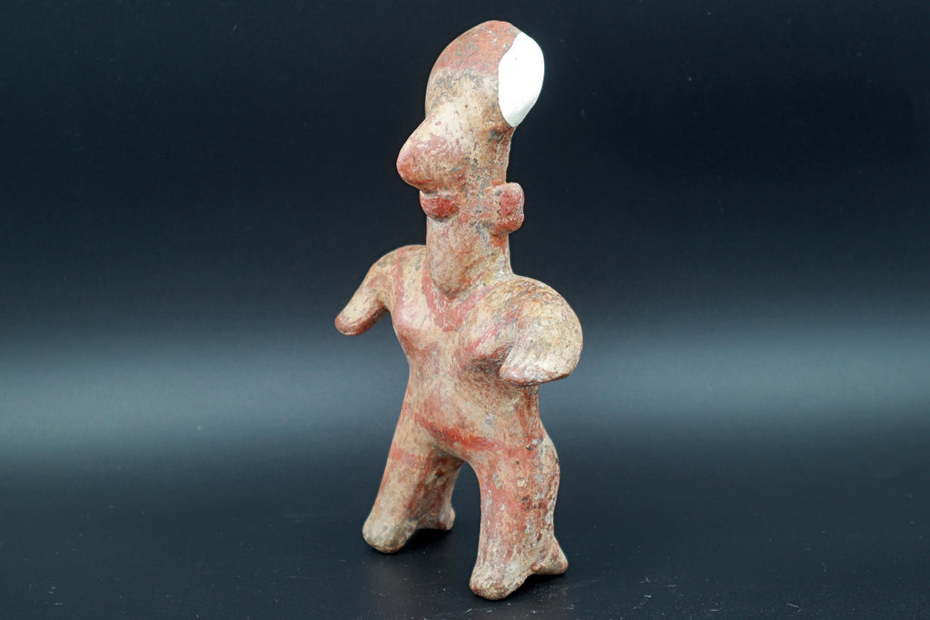 Ancient Pre Columbian Nayarit Pottery Art, Full Body Female Figure, Chinesco Type 300 BCE to 300 AD, West Mexico, Mesoamerican Burial Idol