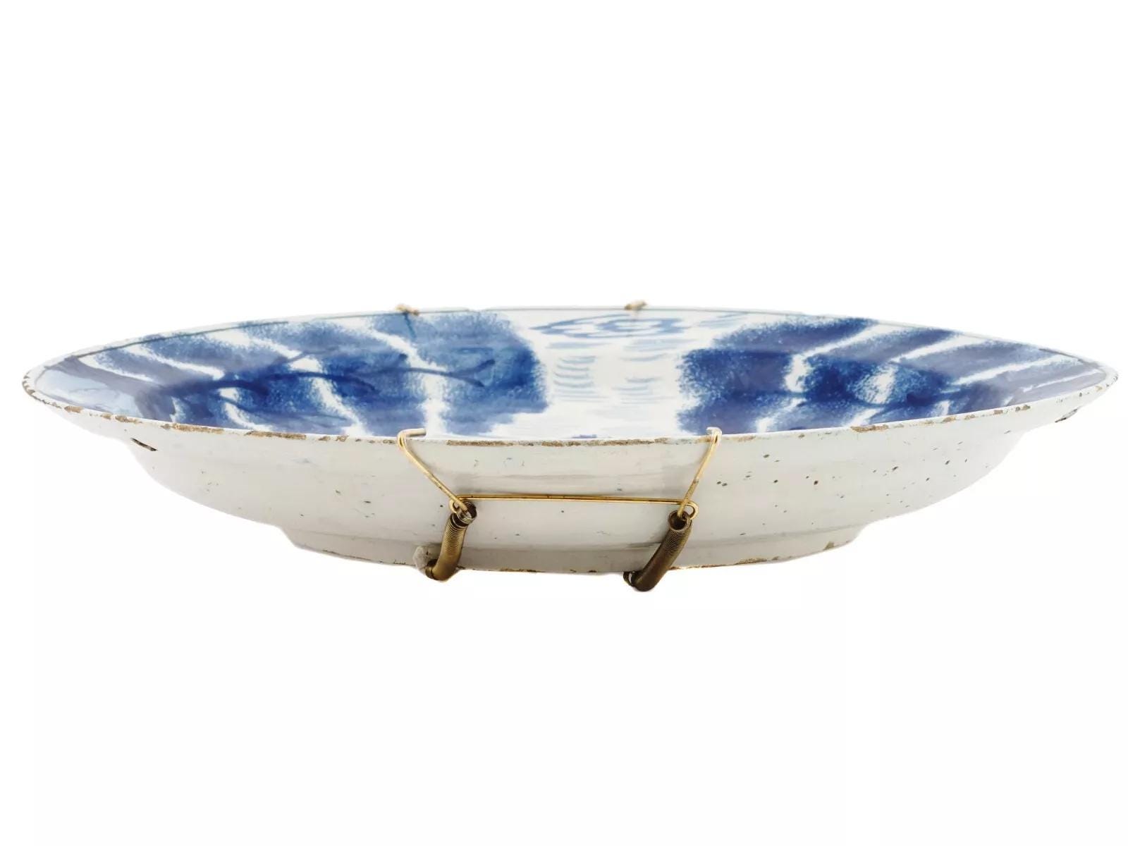 Antique 18th Century Blue And White Charger Plate, A Rare English London Or Probably Dutch Pottery Circa 1720s Antiques And Collectibles