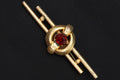 Bar Brooch Pin, Gold Wash And Czech Red Faceted Glass Accent, Early 20th Century Fashion Accessories, An Art Deco Jewelry Piece Ca 1910s