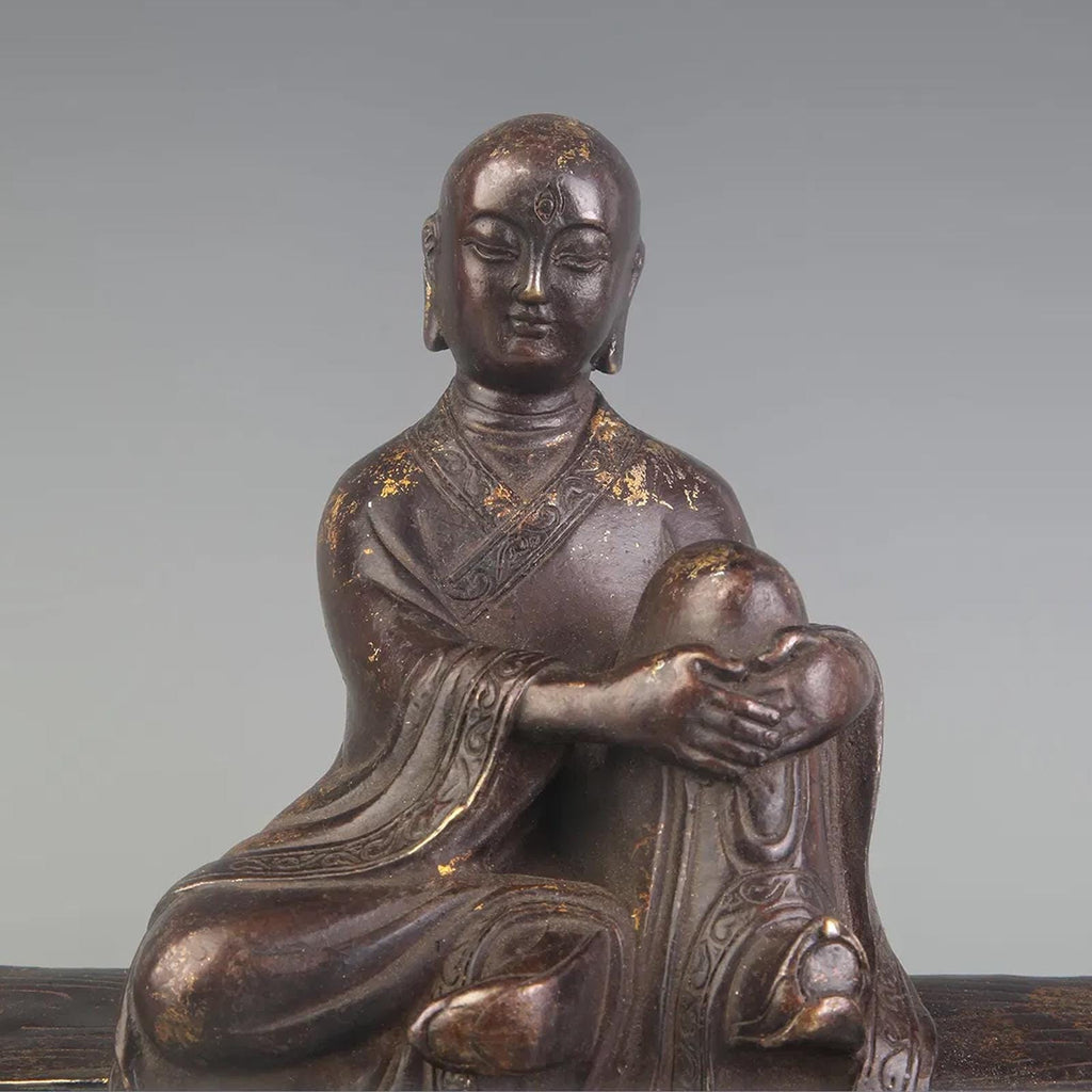 Amitabha Buddha Sitting On The Bench Enshrine, Meditating Bodhisattva, Early 20th Century Republic Period. Oriental Sculpture Art