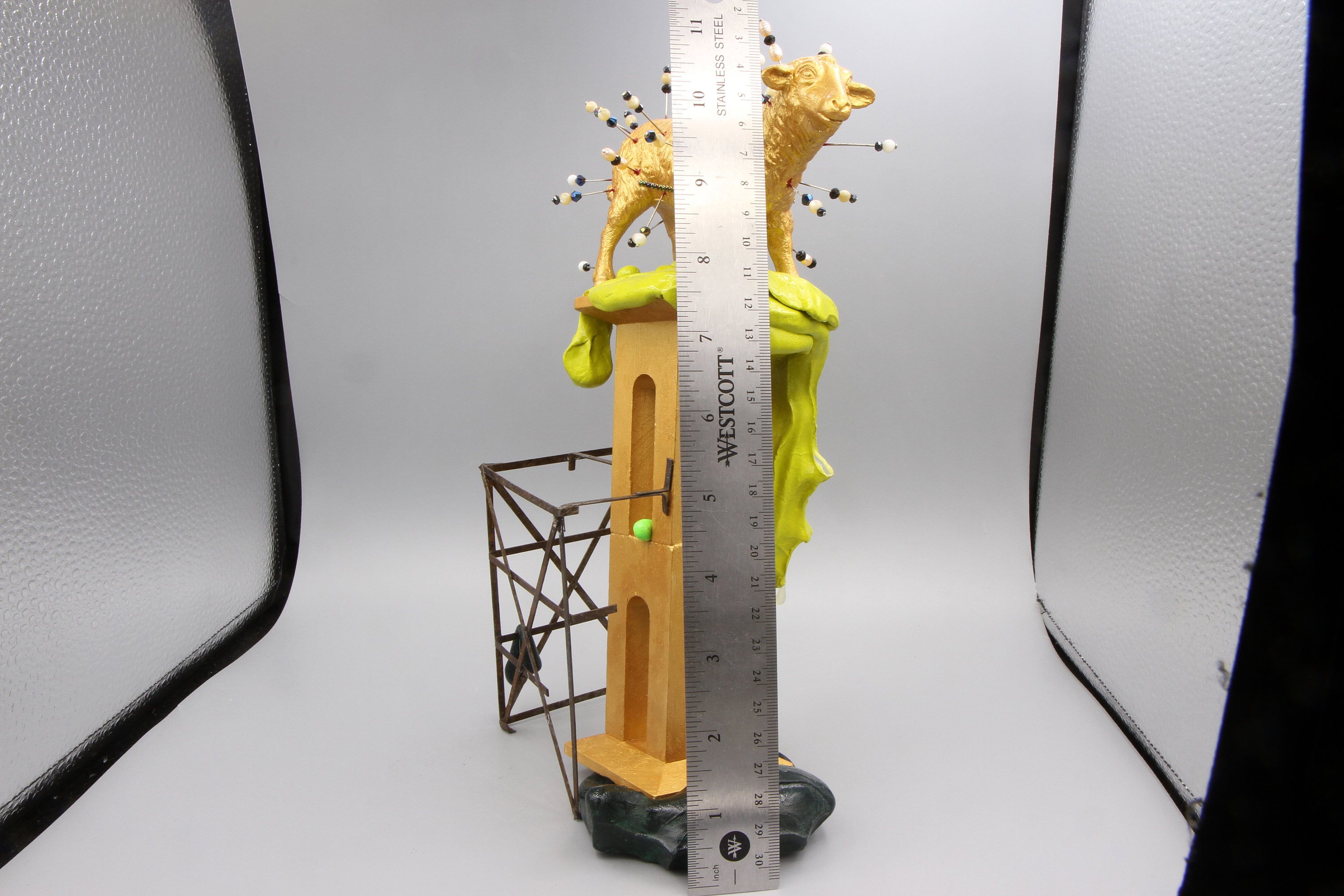 The Sacrifice Of The Innocents, Triumphant Paschal Lamb, Small Tabletop Sculpture, Sacred Religious Fantasy Art, Architectural Project Model
