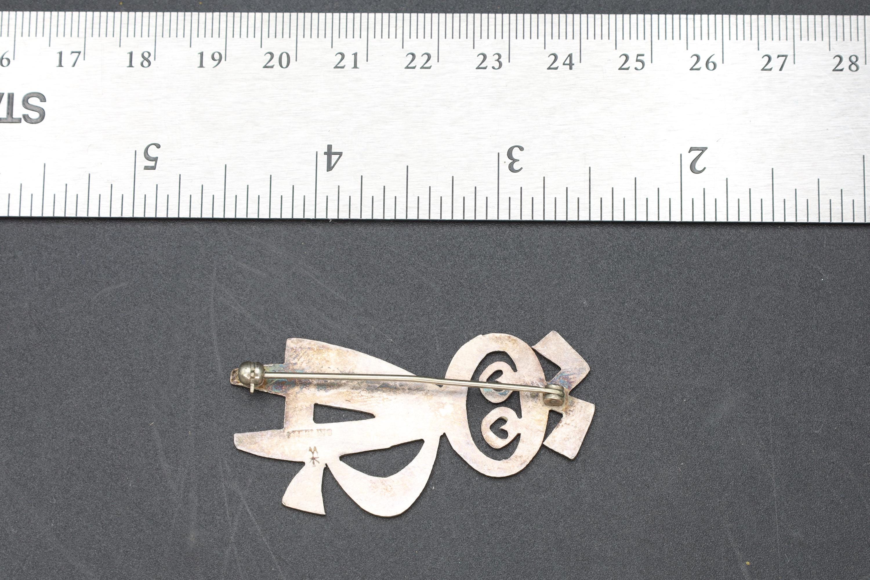 Mik Stousland, Brooch Pin, Vintage Handmade Jewelry, Sterling Silver Cut Out Abstract Designs, Woman Girl, Modernist Fashion Accessories