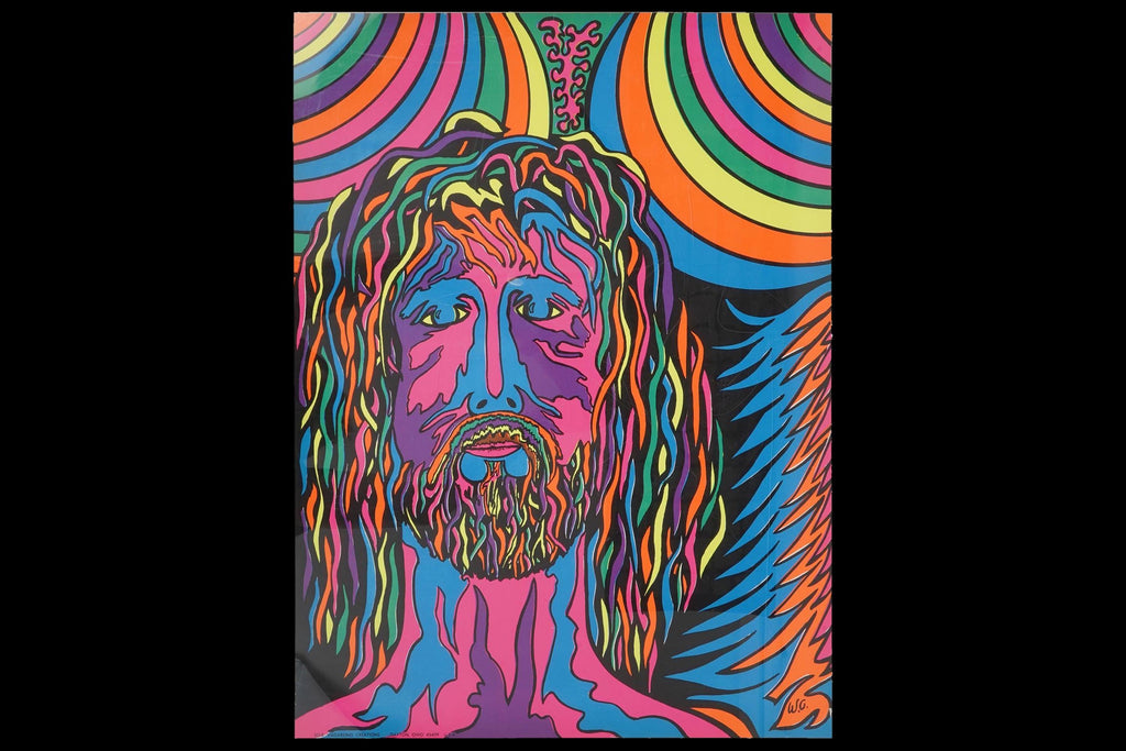 A Rare Vintage Psychedelic Blacklight Jesus Christ Superstar Poster Produced By Vagabond Creations, 1971 Graphic Arts, Retro Americana