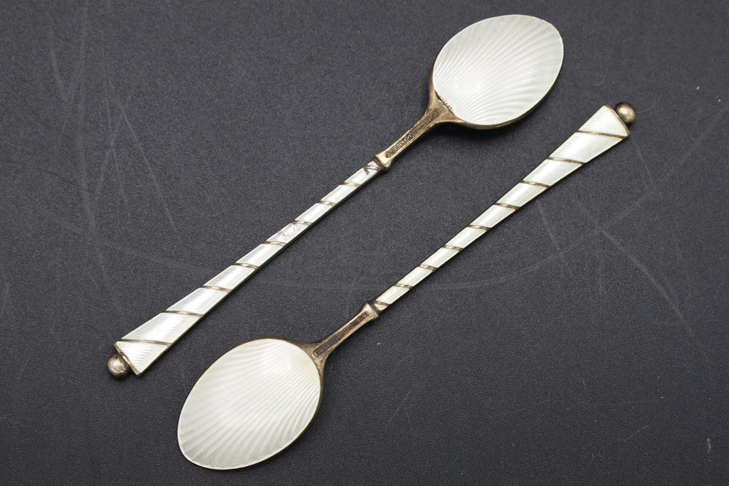 ELA Denmark Guilloche And Sterling Silver Coffee Spoons, Scandinavian Flatware, Mid Century Cutlery, Danish Flatware Tableware Decor