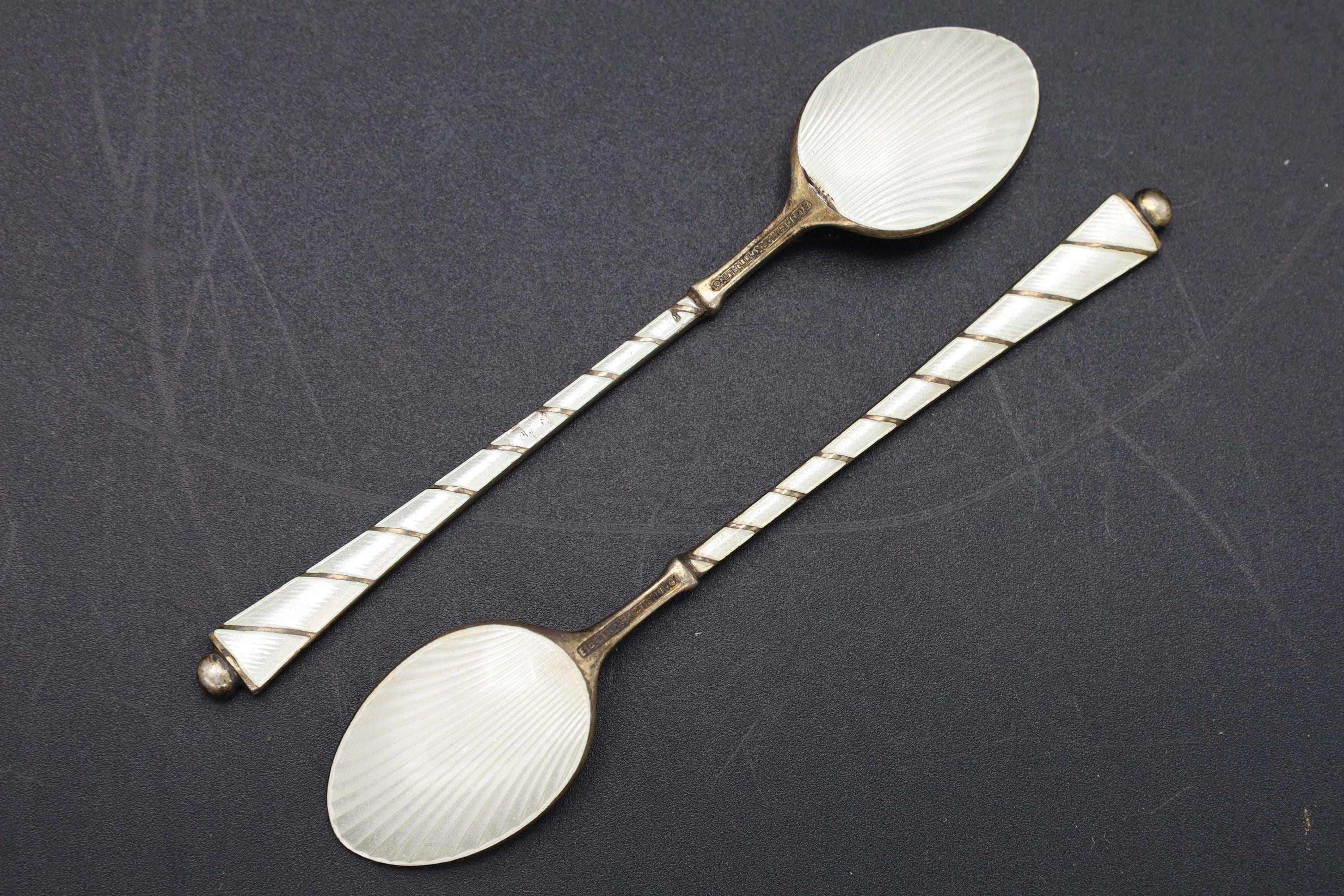 ELA Denmark Guilloche And Sterling Silver Coffee Spoons, Scandinavian Flatware, Mid Century Cutlery, Danish Flatware Tableware Decor