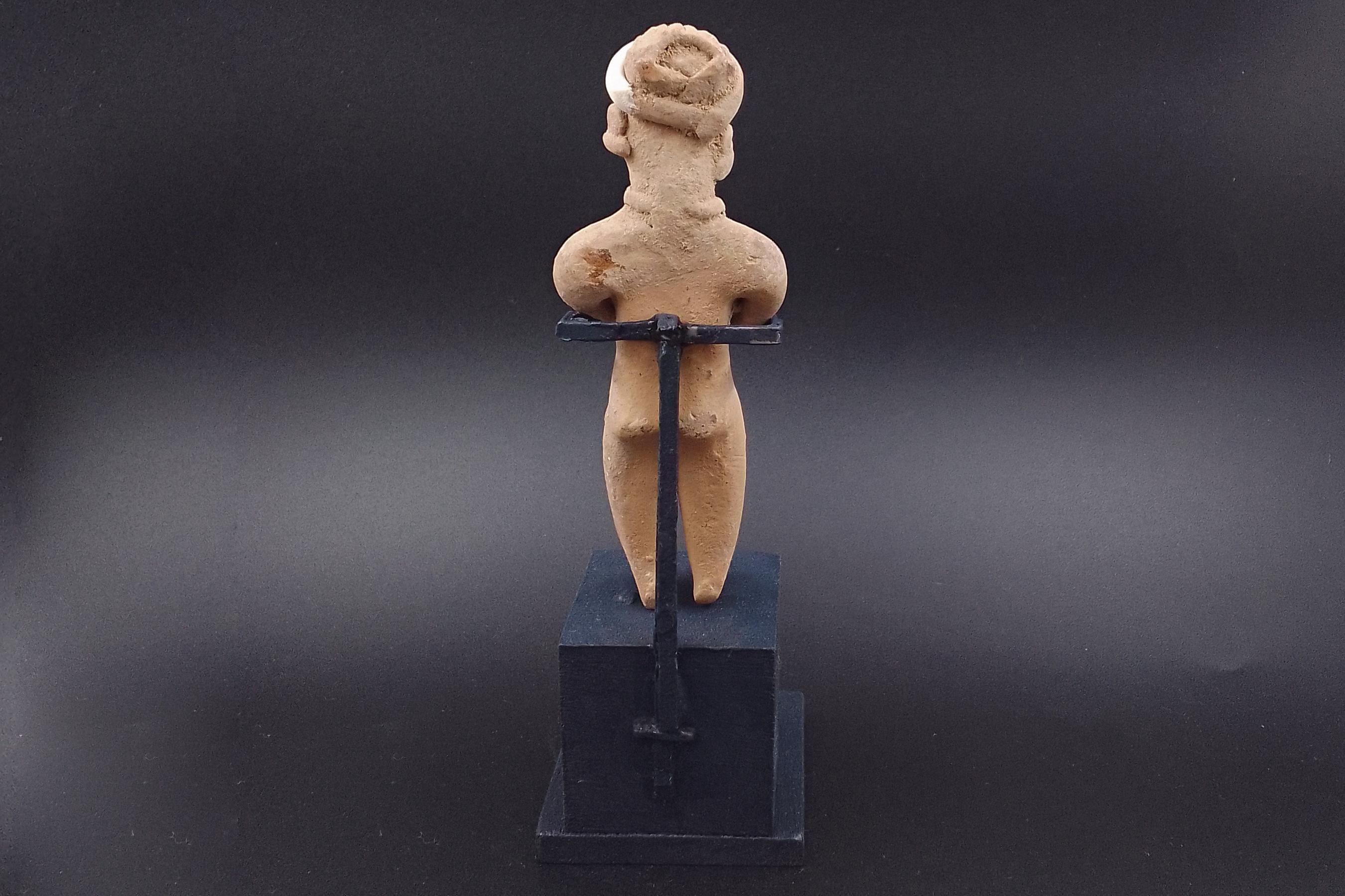 Ancient Pre-Columbian Colima Pottery Standing Male Figure, Full Body Idol Dated Between 200 BCE To 250 AD, Western Mexico, Mesoamerica Art