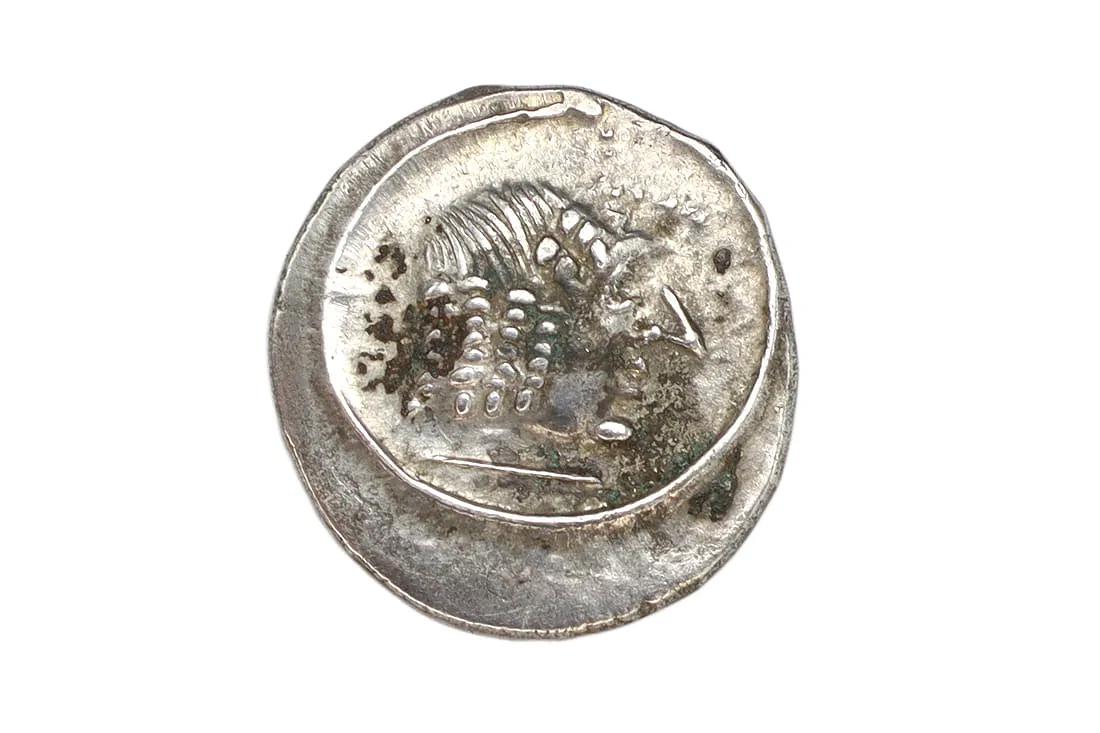 Ancient 1st Century AD Himyarite Kingdoms, South Arabia Felix Silver Quinarius Coin, Raydan Scyphate Mint In Imitation Of Older Greek Coins